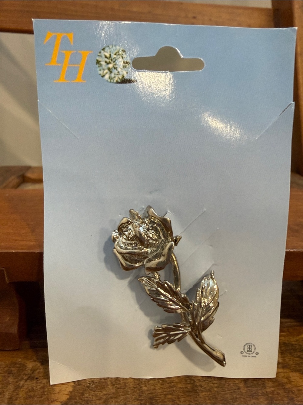 Silver Tone Rose Brooch Pin Vintage Floral Flower New